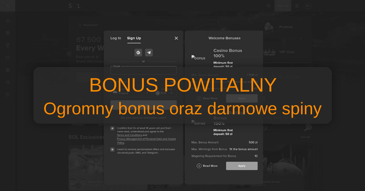 Witamy w SOL Casino, Twoim ulubionym miejscu do gry!